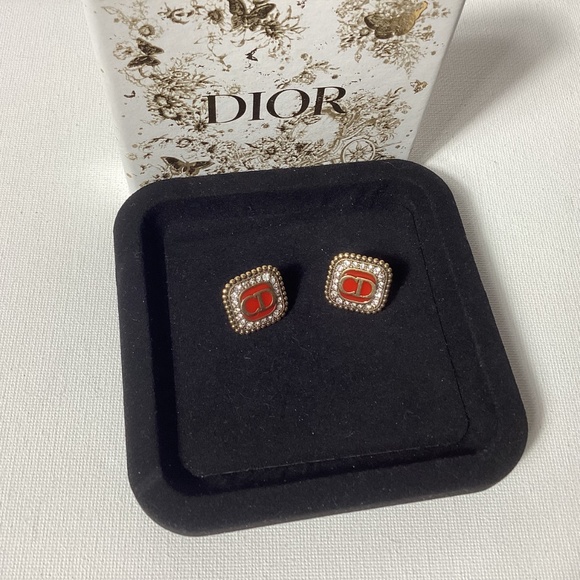 Dior Gold and Red Vintage Earrings - Picture 2 of 4